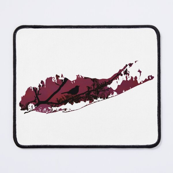 Item preview, Long Island Map - Pink and Purple Sunset with Bird Silhouette designed and sold by love-longisland.