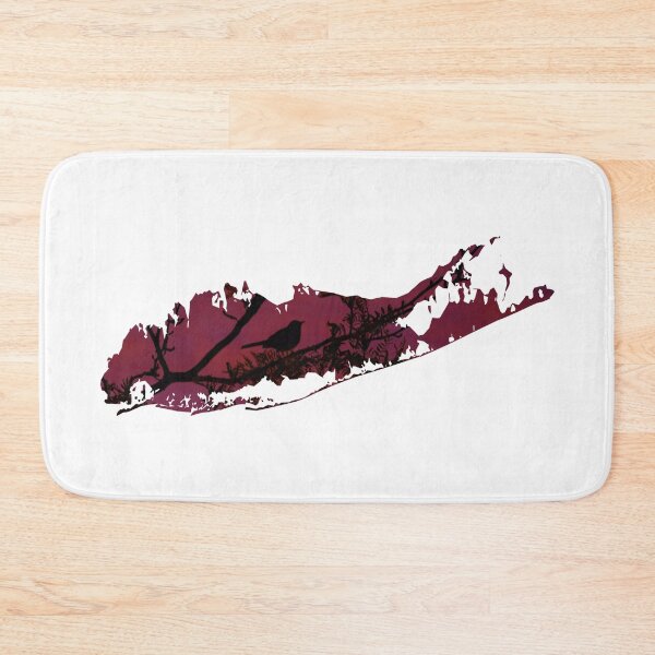 Item preview, Long Island Map - Pink and Purple Sunset with Bird Silhouette designed and sold by love-longisland.