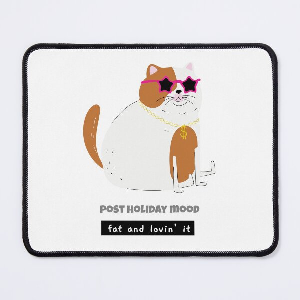 Item preview, Post holiday mood- fat and lovin' it- happy cat wearing star shaped sunglasses designed and sold by josephsteez.