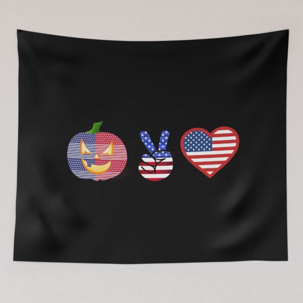 Item preview, Peace and love and pumpkin us flag Halloween gift  designed and sold by Nadey.