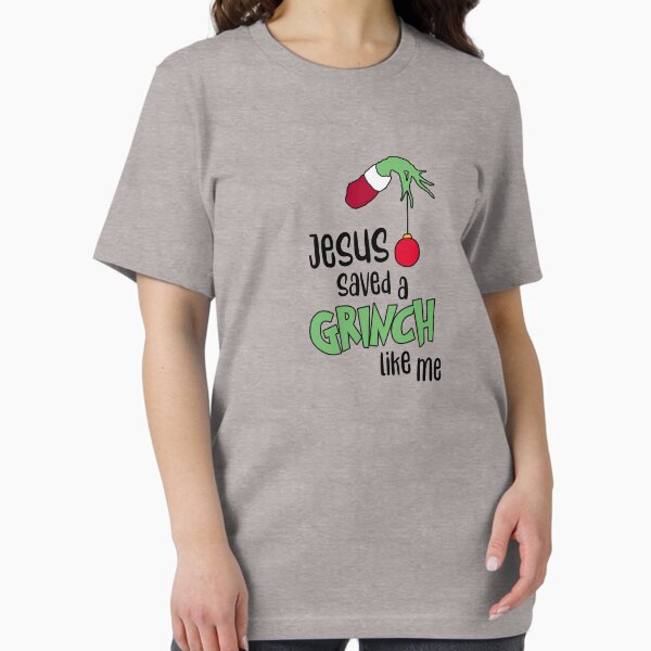 Vista previa del artículo con la obra «Jesús salvó a un Grinch como yo», diseñado y vendido por terahdesigns.