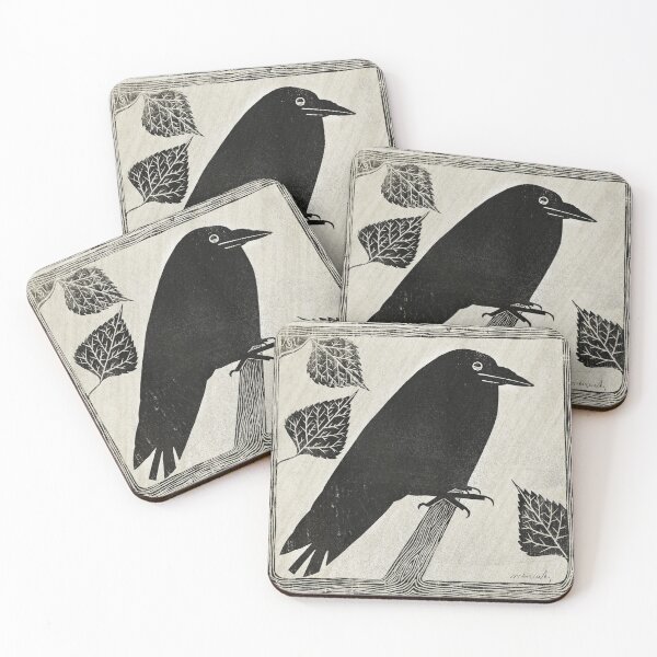 Item preview, Woodcut Crow Black - Vintage designed and sold by OddVintage.