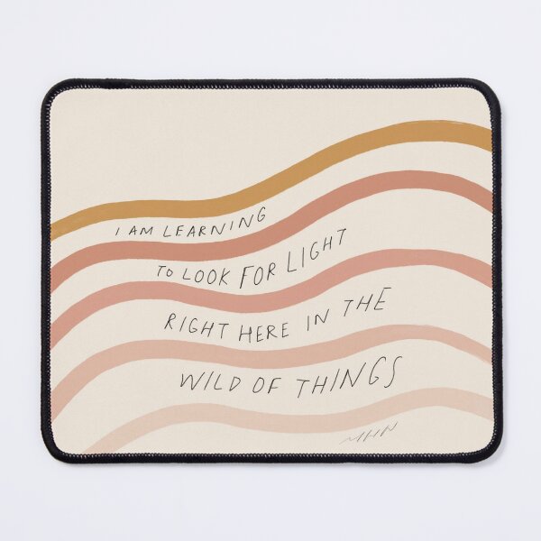 Look for Light in the Wild of Things - Blush Pink and Orange Stripes and Inspirational Quote Mouse Pad