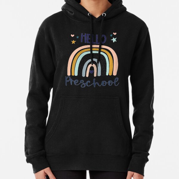 Hello Preschool Retro Rainbow Teacher Toddler Girls Pullover Hoodie