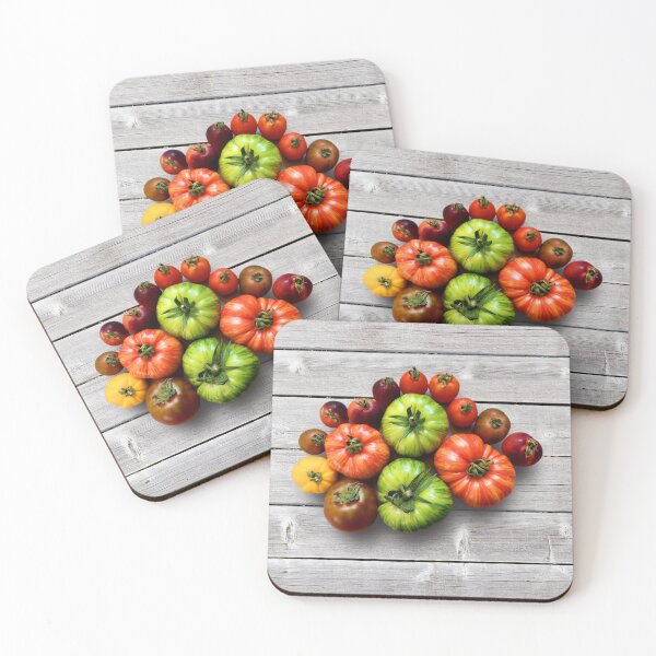 Item preview, Colorful Striped Odd Tomatoes Medley on Weathered Table designed and sold by walkswithnature.