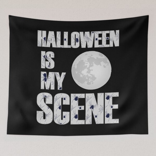 Item preview, Halloween Is My Scene Spiders and Moon - Holiday designed and sold by artfulnotebook.