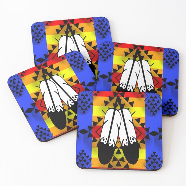 Item preview, Blue Double Feather Native Print designed and sold by JMWCD.