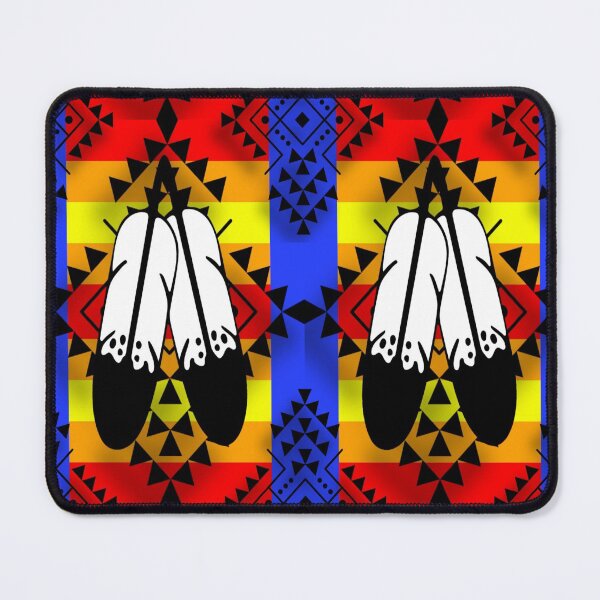 Item preview, Blue Double Feather Native Print designed and sold by JMWCD.