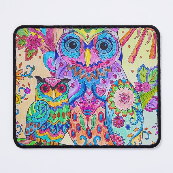 Item preview, Colorful Pencil Sketch Owl Doodle Art Motif designed and sold by WheresMyMojo.