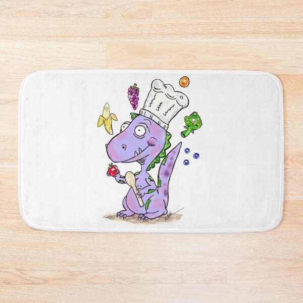 Item preview, Dinosaur chef cute cartoon!  Dinosaur with fruits and vegetables! designed and sold by Marble1212.