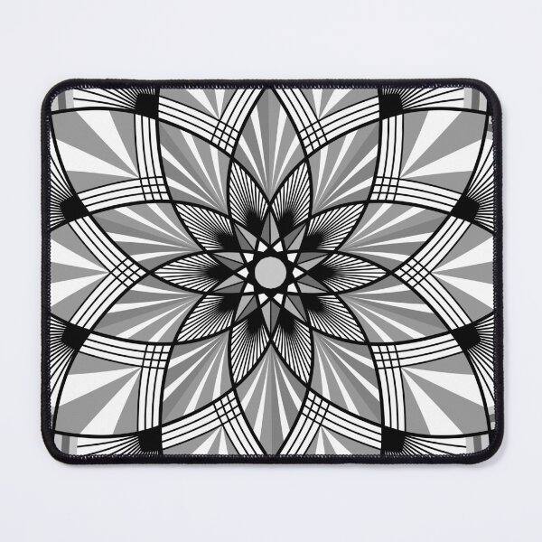 Item preview, Floral Art Deco Mandala in Black and White designed and sold by MandalaSoul.