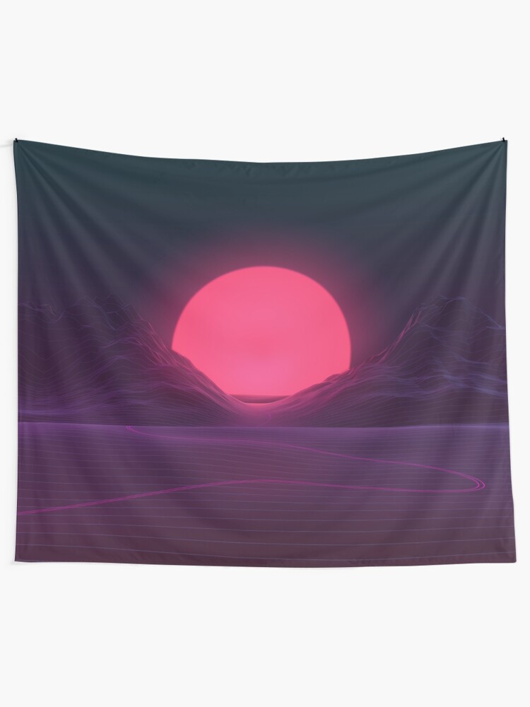Alternate view of Neon Sunset Tapestry