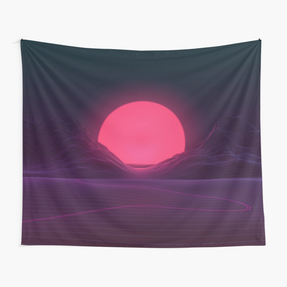 Neon Sunset Wall Tapestry