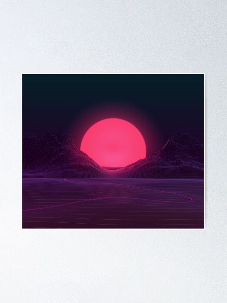 neon sunset poster by axiomdesign redbubble redbubble