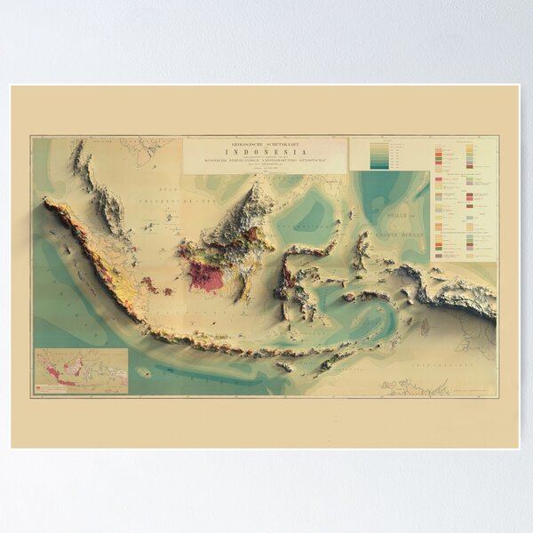 Item preview, 1914 Indonesia Relief Map 3D digitally-rendered designed and sold by ThinkAboutMaps.