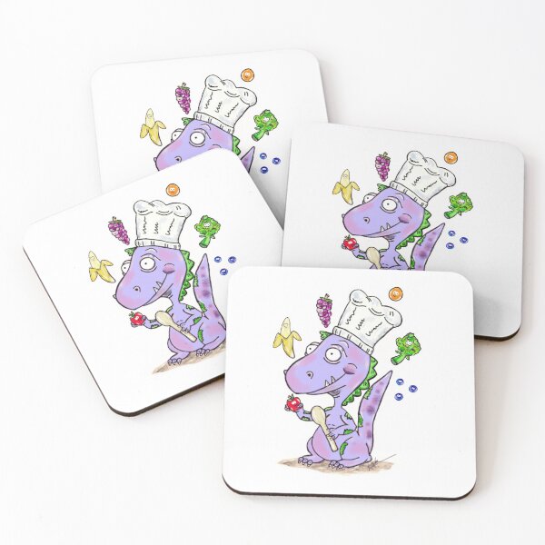 Item preview, Dinosaur chef cute cartoon!  Dinosaur with fruits and vegetables! designed and sold by Marble1212.