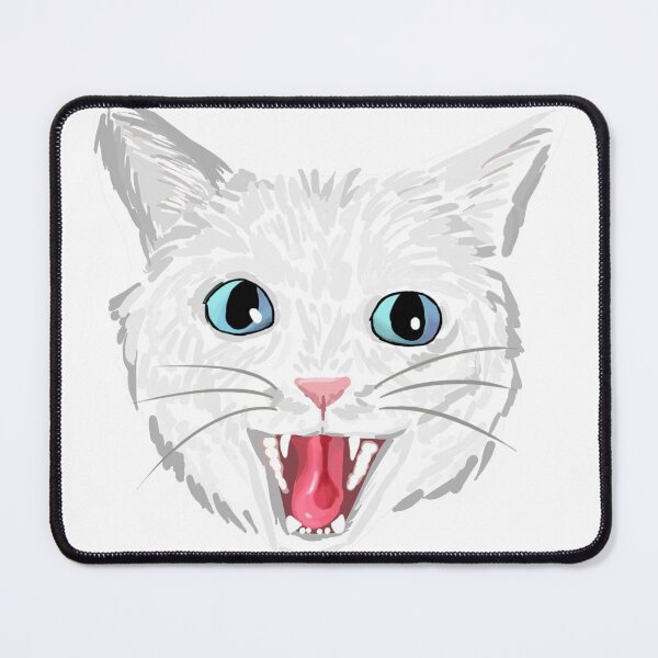 Item preview, White cat hissing (blue eyes) designed and sold by michelleachan.