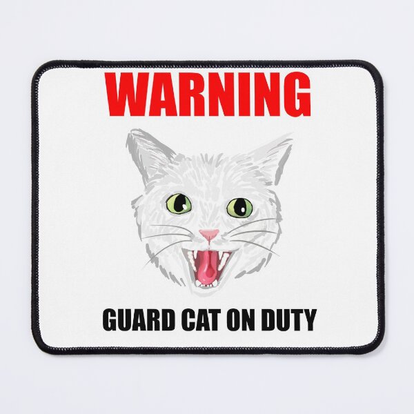 Item preview, Beware Guard Cat (white) designed and sold by michelleachan.