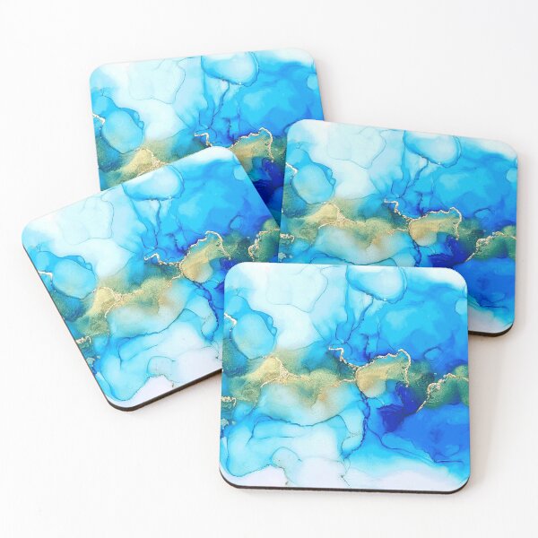 Item preview, Blue Alcohol Ink with gold designed and sold by Crafted-Pear.