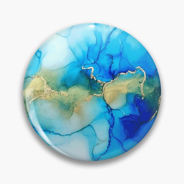 Item preview, Blue Alcohol Ink with gold designed and sold by Crafted-Pear.