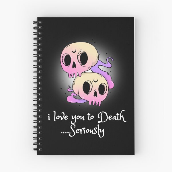 Artikelvorschau, Ich liebe dich ernsthaft zu Tode - Pastell Goth Skulls White Text entworfen und verkauft von SpookyCupcake.