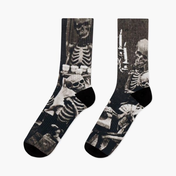 Item preview, Vintage Creepy Skeletons Black and White Photograph designed and sold by Bellathewilde.