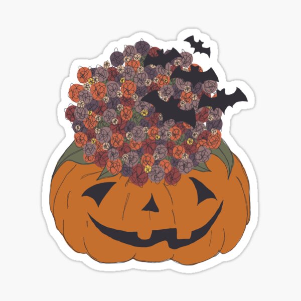 spooky pumpkin mums Sticker