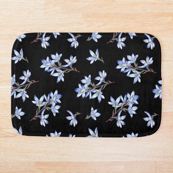 Item preview, Beautiful Australian Blue Sun Orchids Black background Pattern designed and sold by Jaydee001.