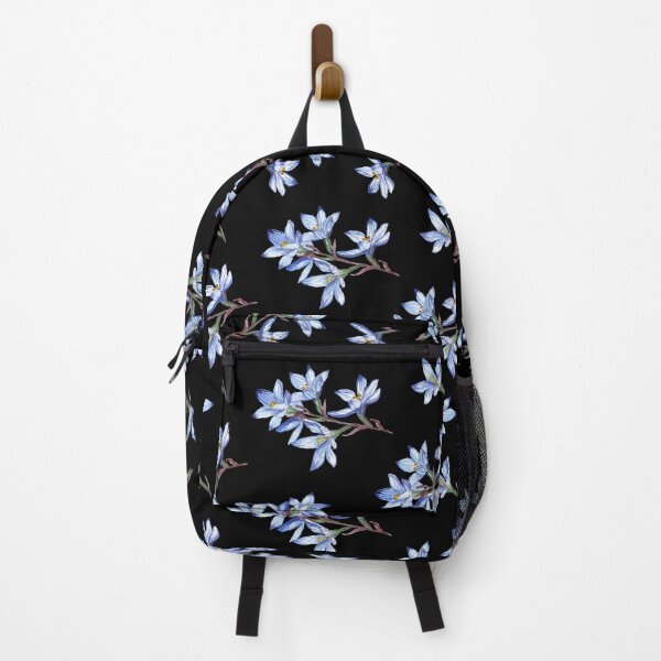 Item preview, Beautiful Australian Blue Sun Orchids Black background Pattern designed and sold by Jaydee001.
