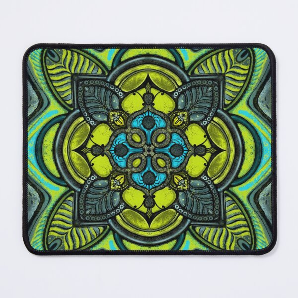 Item preview, Yellow-green abstract mandala  designed and sold by MandalaFlowerArt.