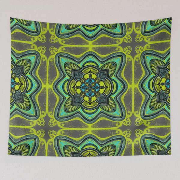 Item preview, Yellow-green abstract mandala  designed and sold by MandalaFlowerArt.