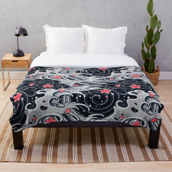 Item preview, Japanese wave with sakura pattern  designed and sold by TheSkullArmy.
