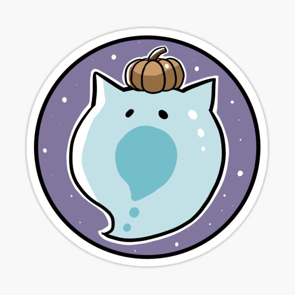 Espíritu de Gato con Calabaza - Halloween Pegatina