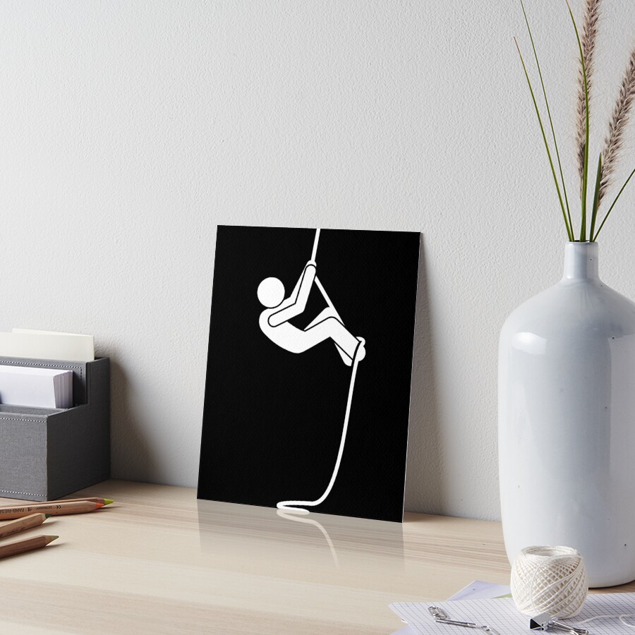 &ldquo;Stickman Climbing A Rope White Version&rdquo; Art Board Print by Stickman