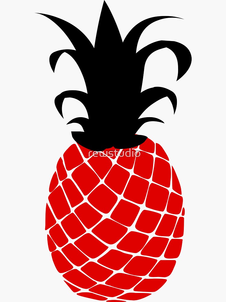 "Pineapple Red And Black" Sticker by rewstudio Redbubble