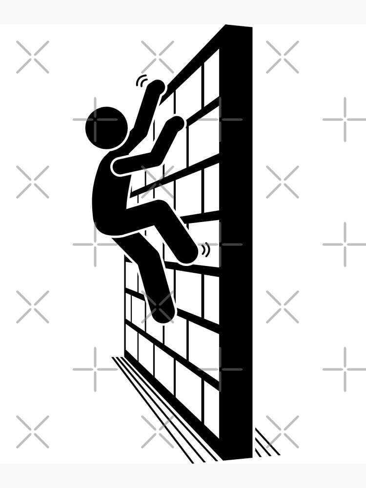 &ldquo;Stickman Man Climbing A Wall - Black Version&rdquo; Poster for Sale by