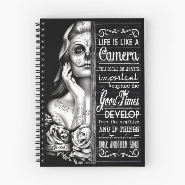 Item preview, Day of the dead sugar skull tatto woman life is like a camera designed and sold by jazzloud.