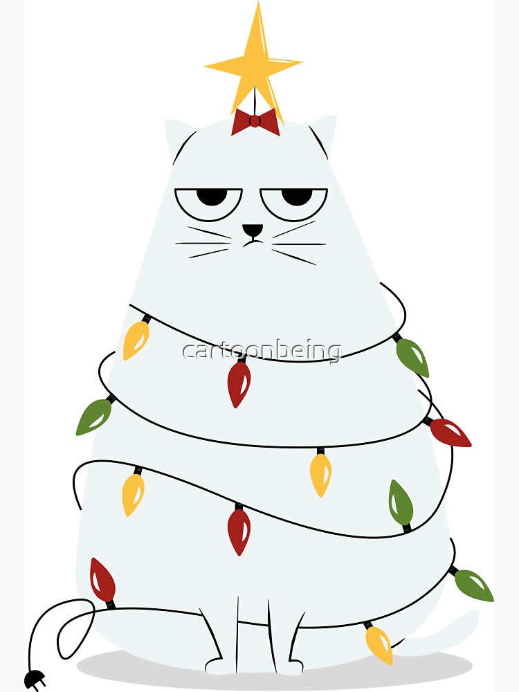 Thumbnail 3 of 3, Magnet, Grumpy Christmas Cat designed and sold by cartoonbeing.