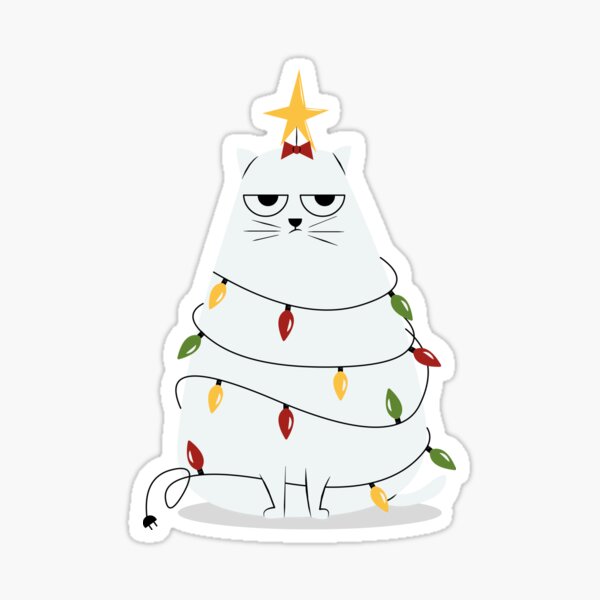 Grumpy Christmas Cat Sticker