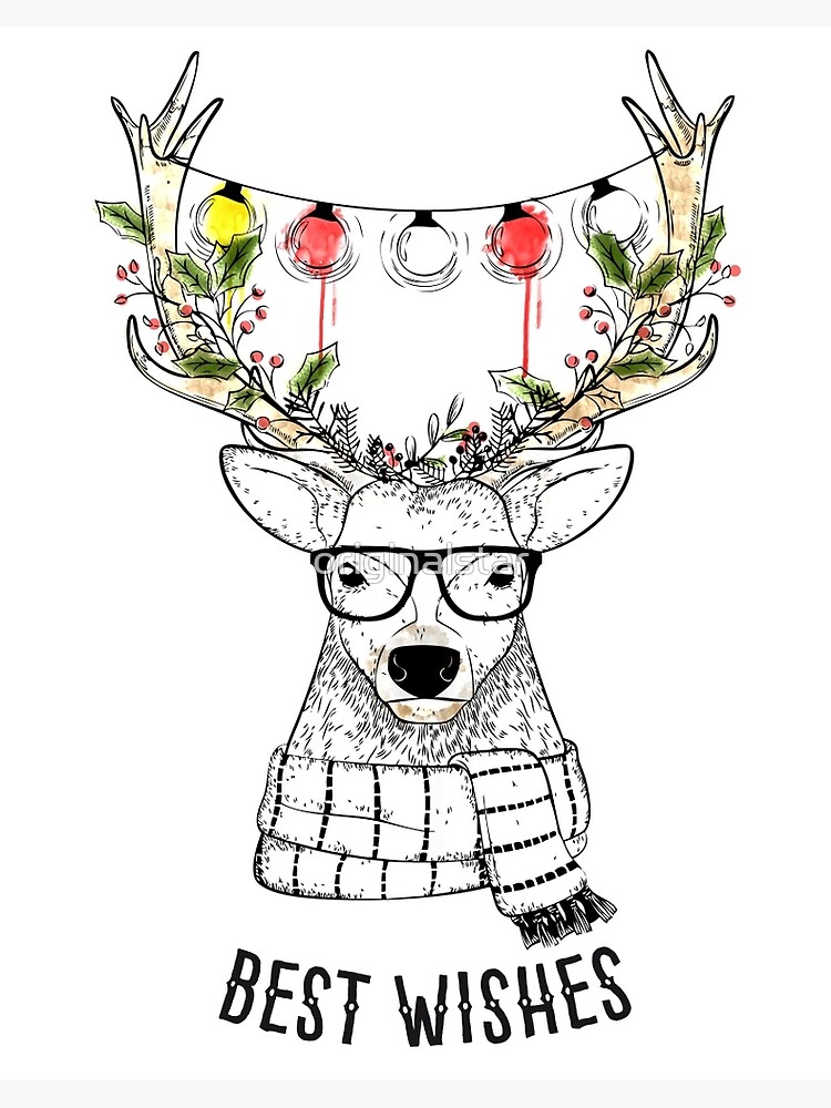 nerd christmas moose reindeer deer glasses hipster