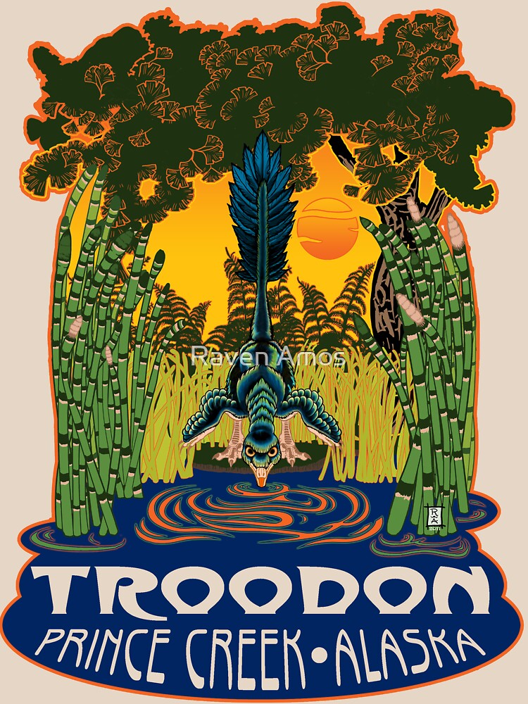 Retro Troodon in the Rushes (light-colored shirt) by alaskanime