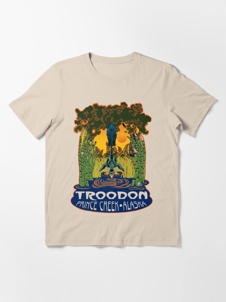 Alternate view of Retro Troodon in the Rushes (light-colored shirt) Essential T-Shirt