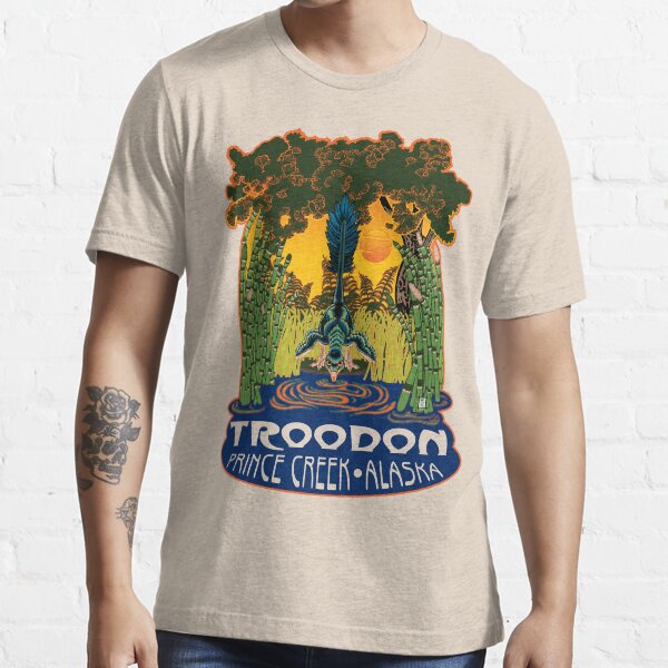 Retro Troodon in the Rushes (light-colored shirt) Essential T-Shirt
