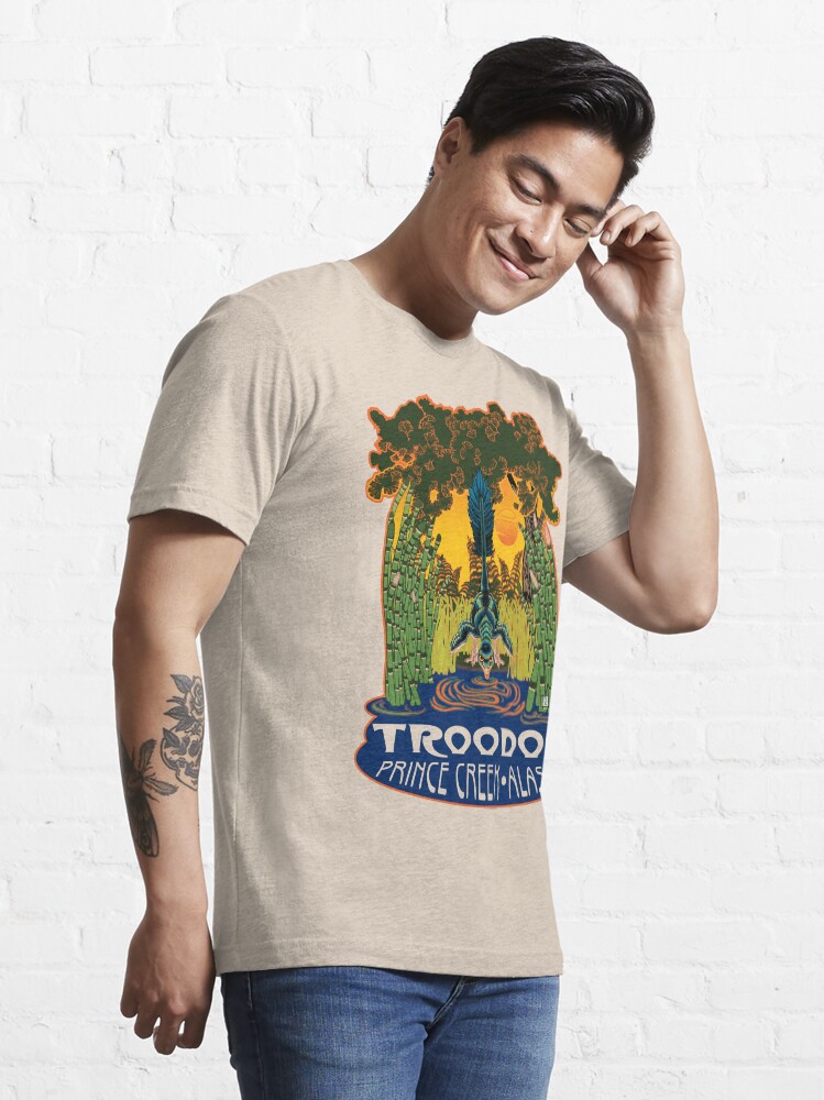 Alternate view of Retro Troodon in the Rushes (light-colored shirt) Essential T-Shirt