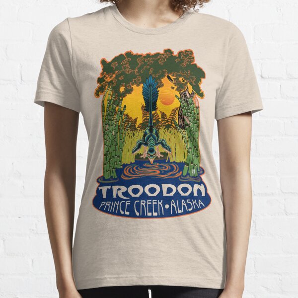 Retro Troodon in the Rushes (light-colored shirt) Essential T-Shirt