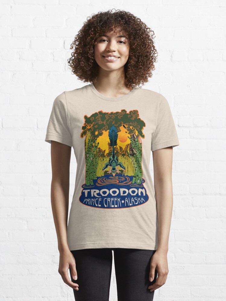 Alternate view of Retro Troodon in the Rushes (light-colored shirt) Essential T-Shirt