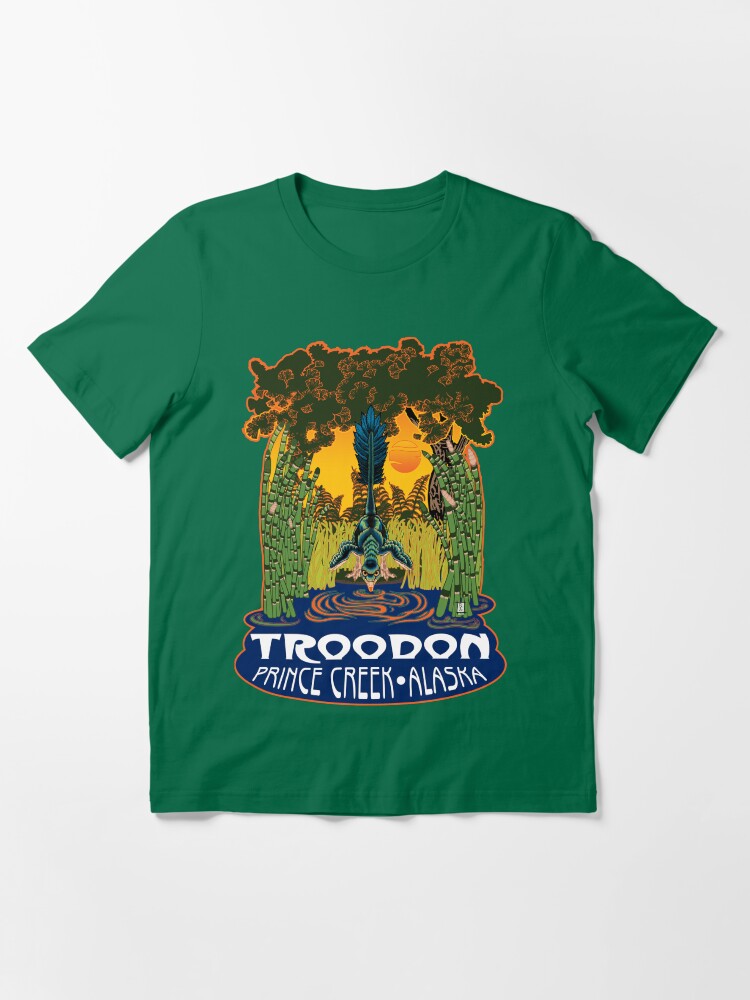 Alternate view of Retro Troodon in the Rushes (dark-colored shirt) Essential T-Shirt