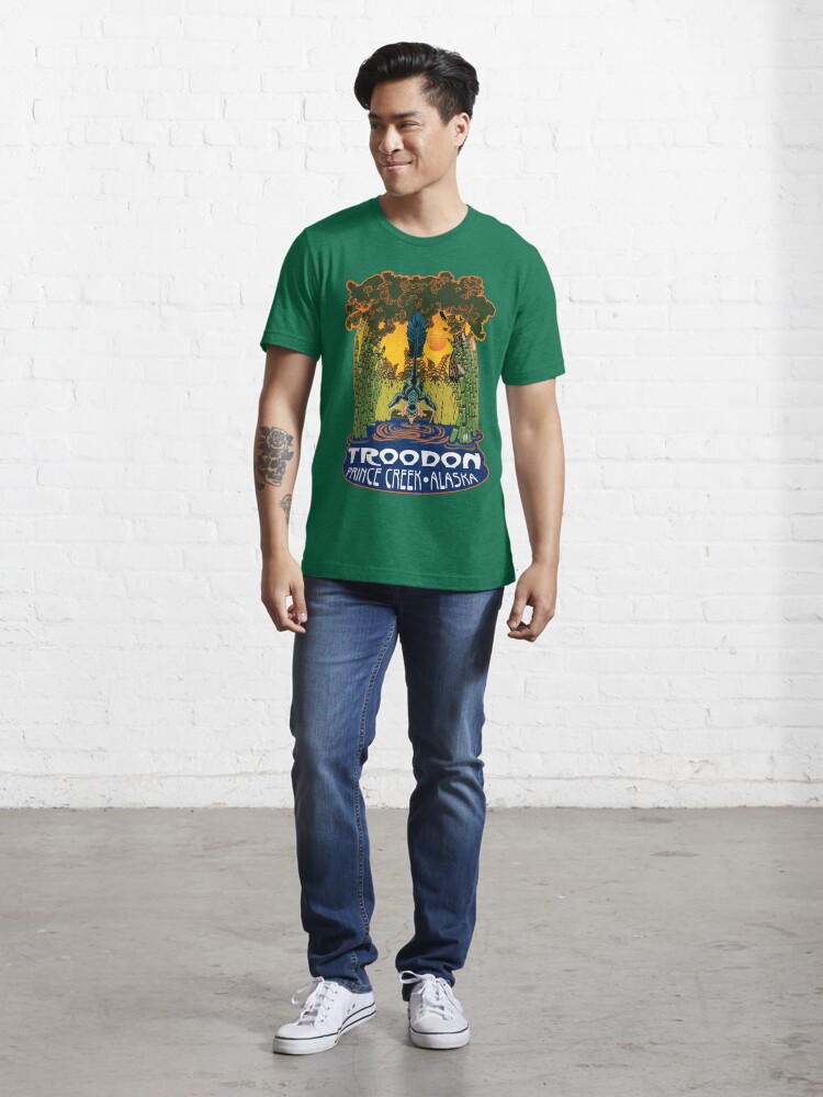 Alternate view of Retro Troodon in the Rushes (dark-colored shirt) Essential T-Shirt
