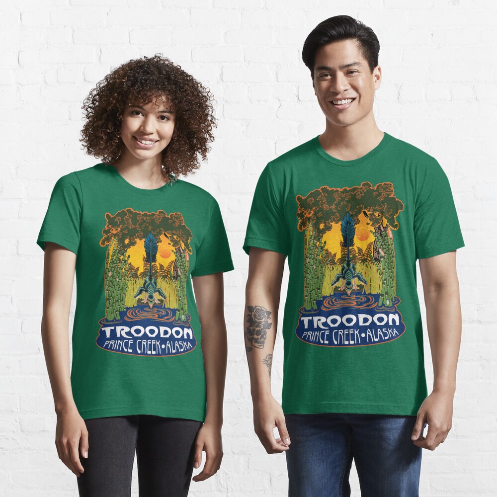 Retro Troodon in the Rushes (dark-colored shirt) Essential T-Shirt