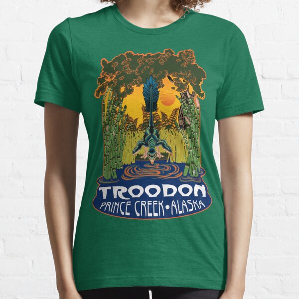 Retro Troodon in the Rushes (dark-colored shirt) Essential T-Shirt
